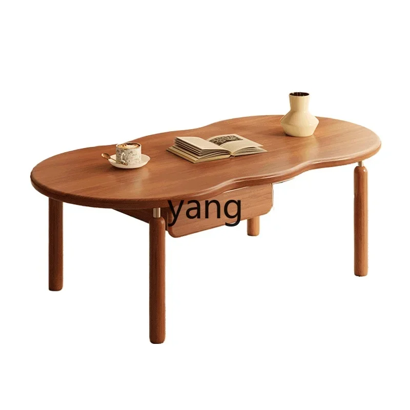 Lmm solid wood coffee table French retro small apartment special-shaped cloud simple tea table