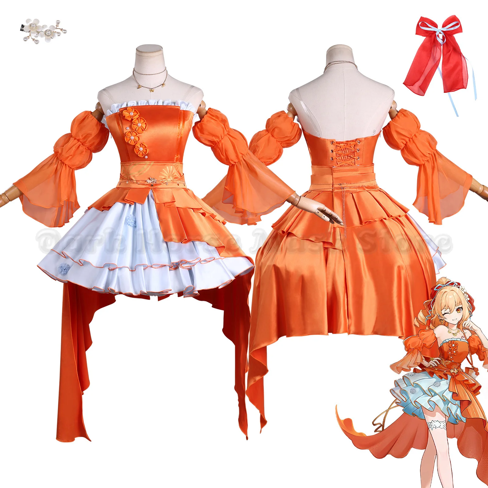

GenshinImpact Naganohara Yoimiya Banquet Dress Cosplay Costume Wig Game Genshin Impact Yoimiya Christmas Halloween Party Clothes