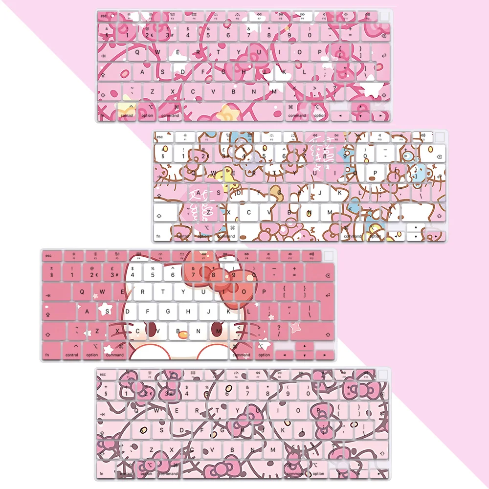 

Cute pink anime Hellos Kitty J142 EU Layout Color Print Soft Silicone Keyboard Cover For Macbook 2020 Air A2179 A2337