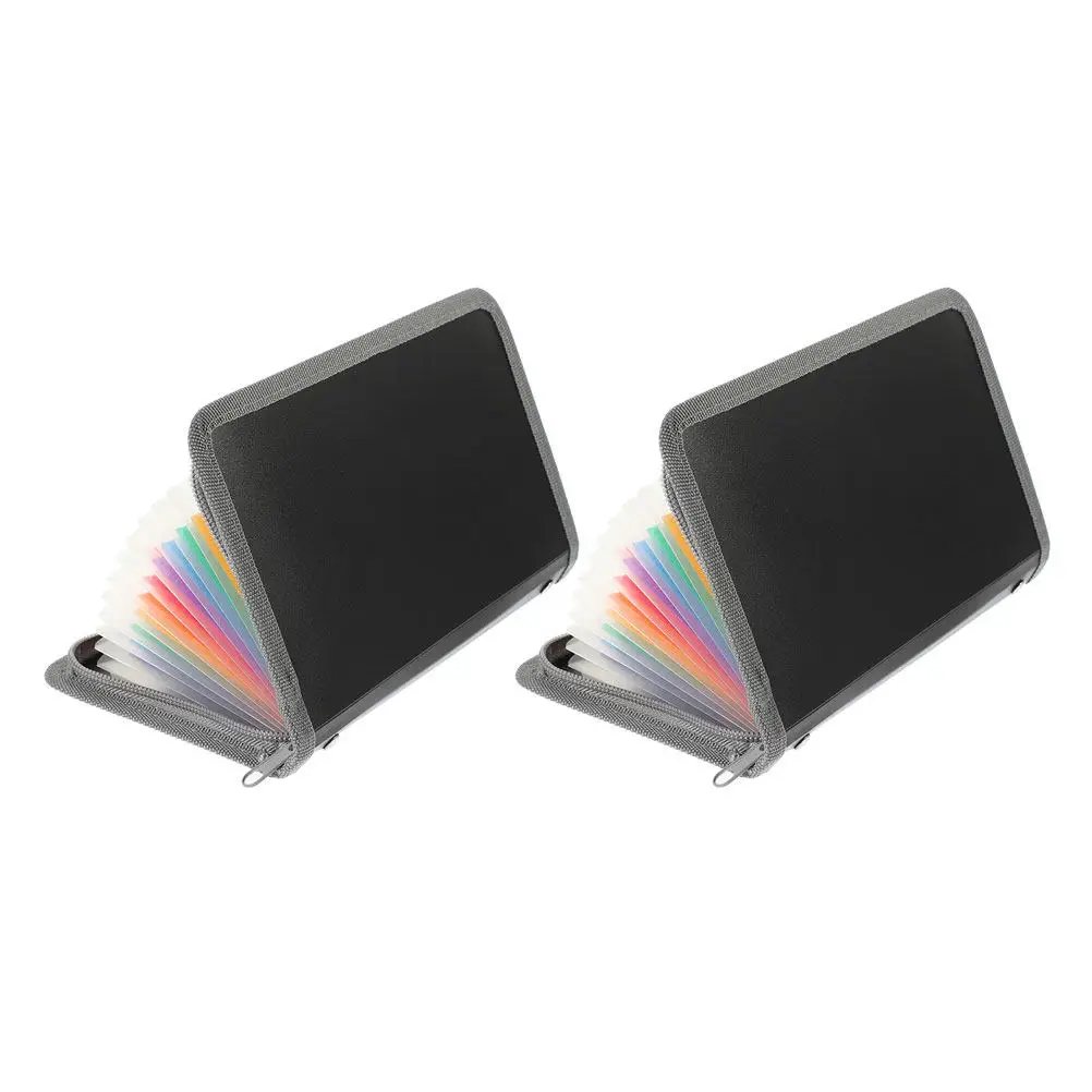 

2Pcs Mini Accordion File Organizer with Zipper Compact Multilayer Pocket Folder for Receipts Coupons Cash Foreign Currency