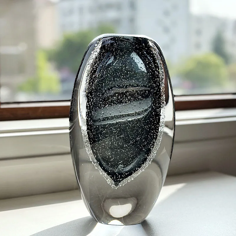 

Modern minimalist art glazed glass vase light luxury living room desktop creative flower arrangement model room soft decoration