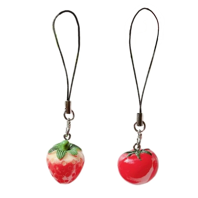 Hangings Charm Keychains Simulated Strawberries Tomato Keychain Bag Pendant Ornament Stylish Lanyards for USB Phone Keys