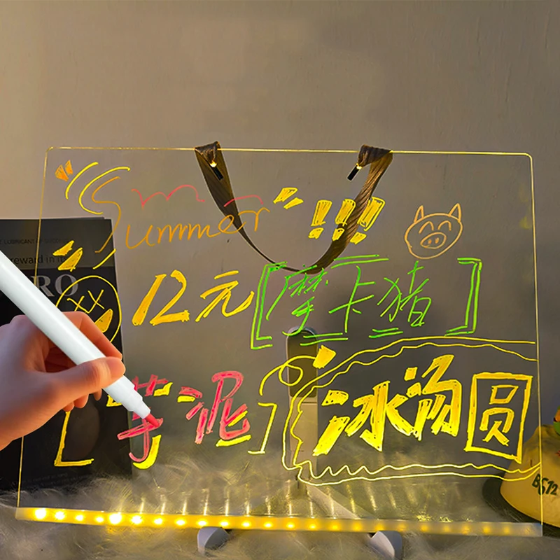 LED Leuchtende Tafel Zeichnung Spielzeug Magische Licht Tafel Graffiti Färbung Kunst Lampe Acryl Nachricht Bord Montessori Kinder Spielzeug