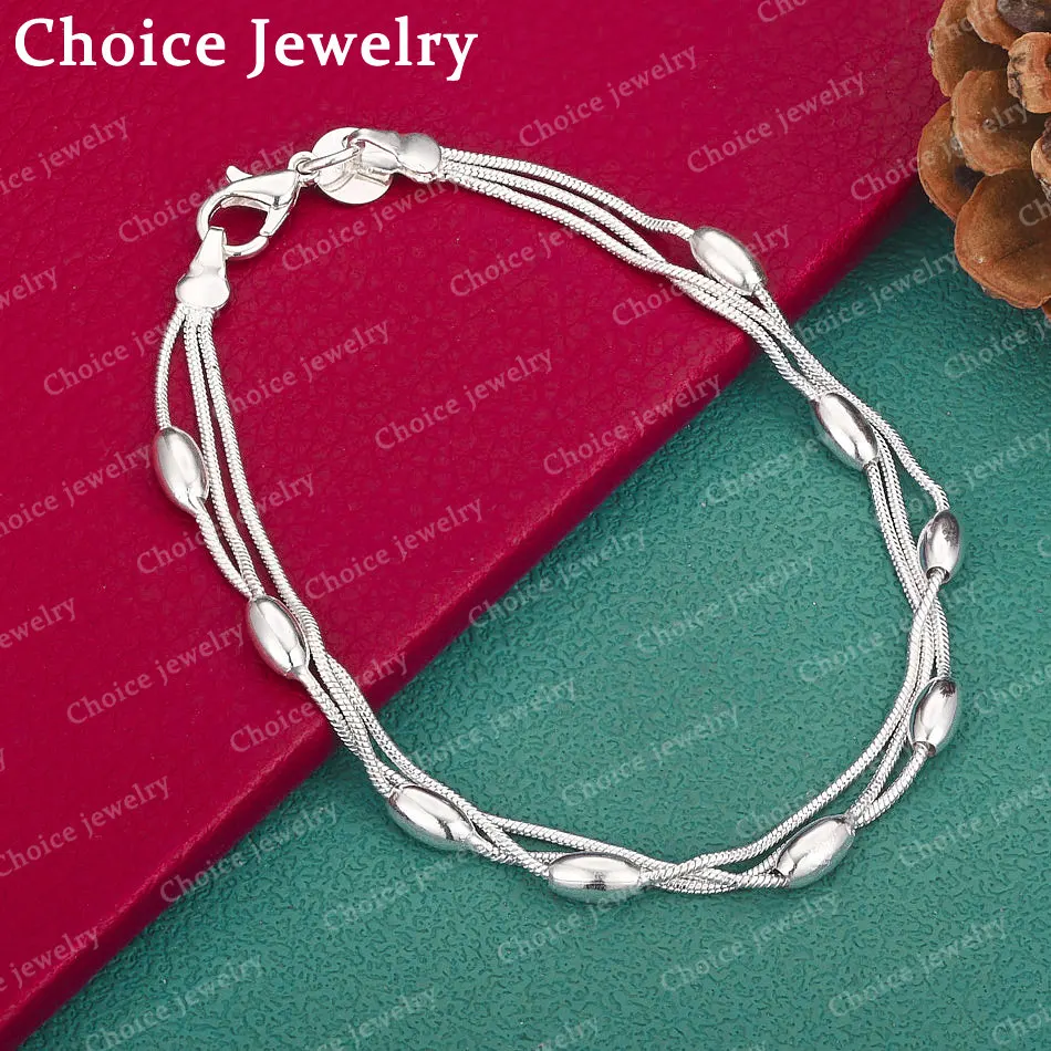 

925 Sterling Silver Beads Snake Chain Bracelet For Women Beautiful Bracelets Fashion Charm Wedding Party Jewelry Gift