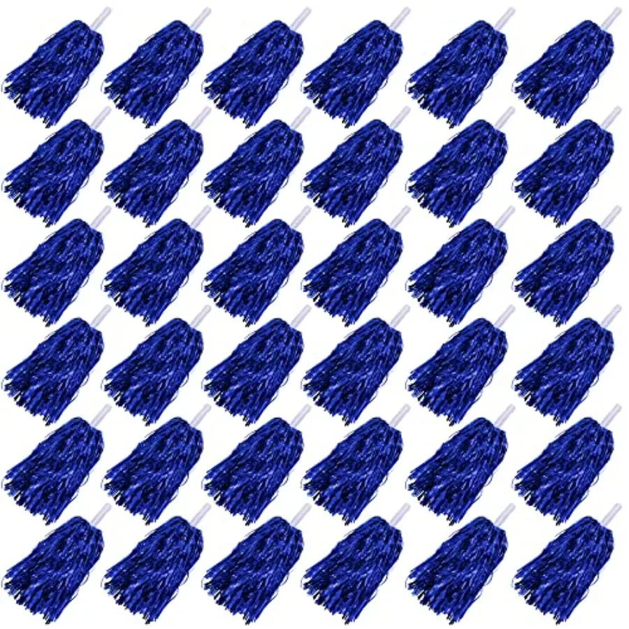 

36PCS Cheerleading Pom Poms Metallic Foil Plastic Pom Poms with Baton Handle for Game Sports Squads Dancing Party Football Bask