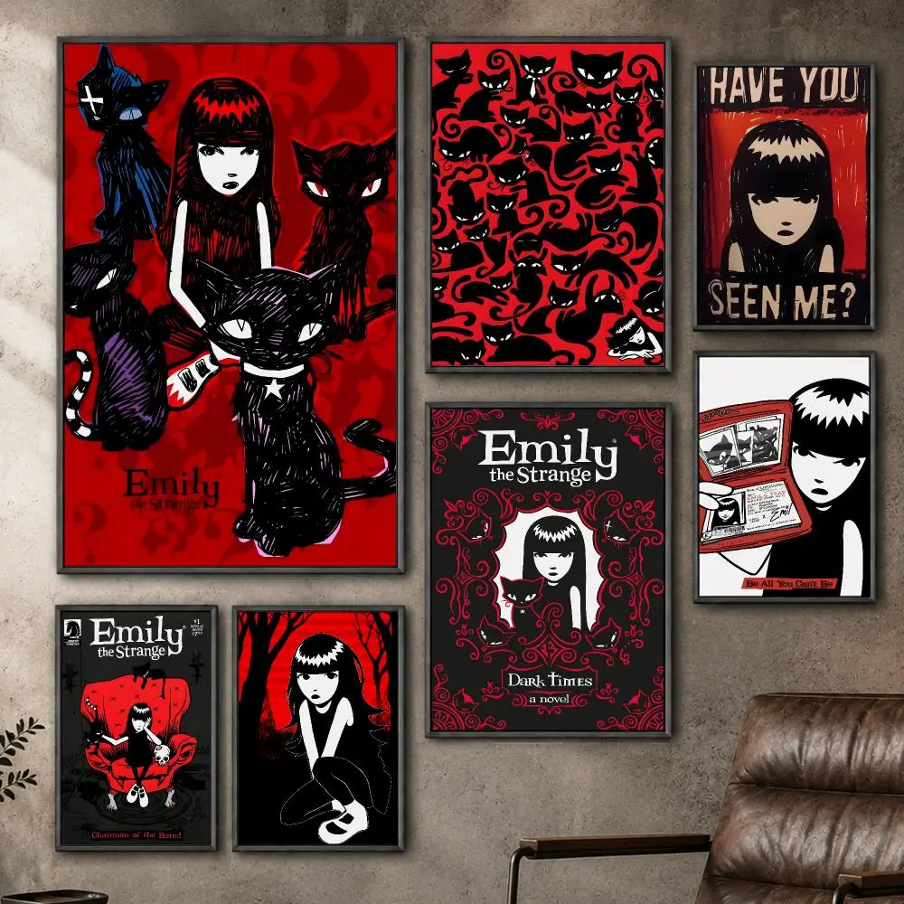 Character Emily The Strange Gothic Cute Poster  PP Self Adhesive Home Garage Dorm Bar Wall Decor Aesthetic Retro Gift