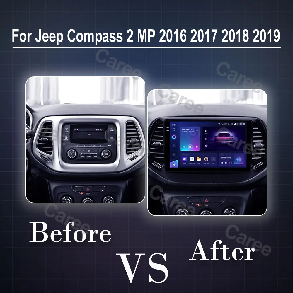 Android 14 For Jeep Compass 2 MP 2016 2017 2018 2019 Car Radio Stereo Multimedia Navigation GPS Auto Radio Player Carplay Screen
