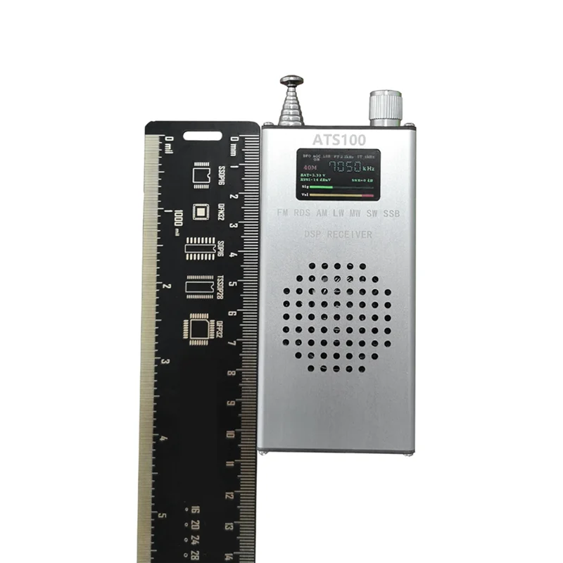 

ATS100 SI4732 150K-30MHZ 64M-108MHZ All Band Receiver FM RDS AM LW MW SW SSB DSP Radio with Case Battery
