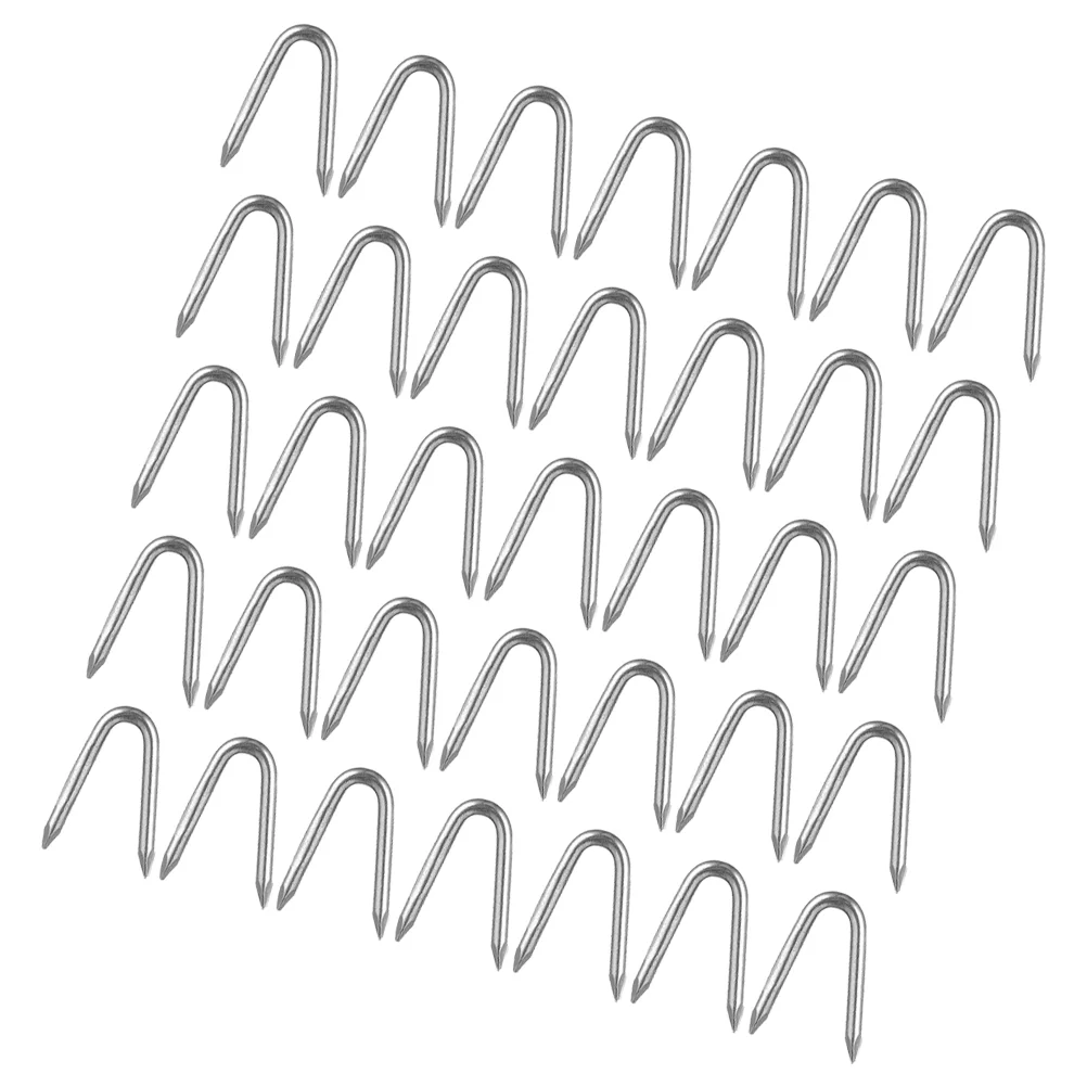 140 Pcs Gardening Nails Fence Wire Grips U Mounting Staples Fasteners Support Clamps Securing Tension Silver Heavy-duty Fencing