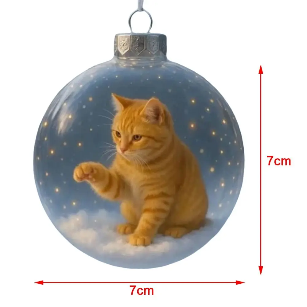 New Plastic Cat Ornament DIY Solid Color Acrylic Bauble Creative Replacement Caps Tree Decorative Ball Ornament Gift