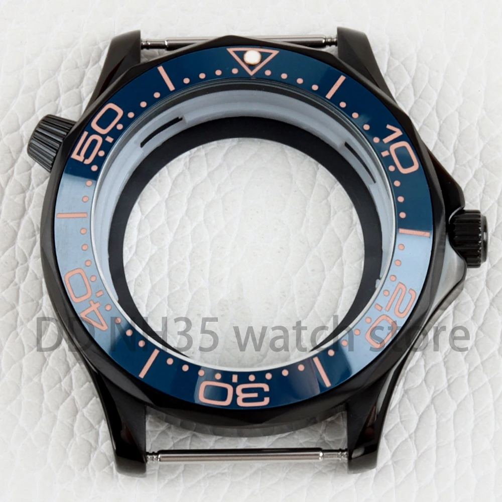 Black 41mm NH35 Watch Case Solid 316L Stainless Steel for Seiko NH35 NH36 Movement Seamaster 31mm Dial 100 Meters Waterproof