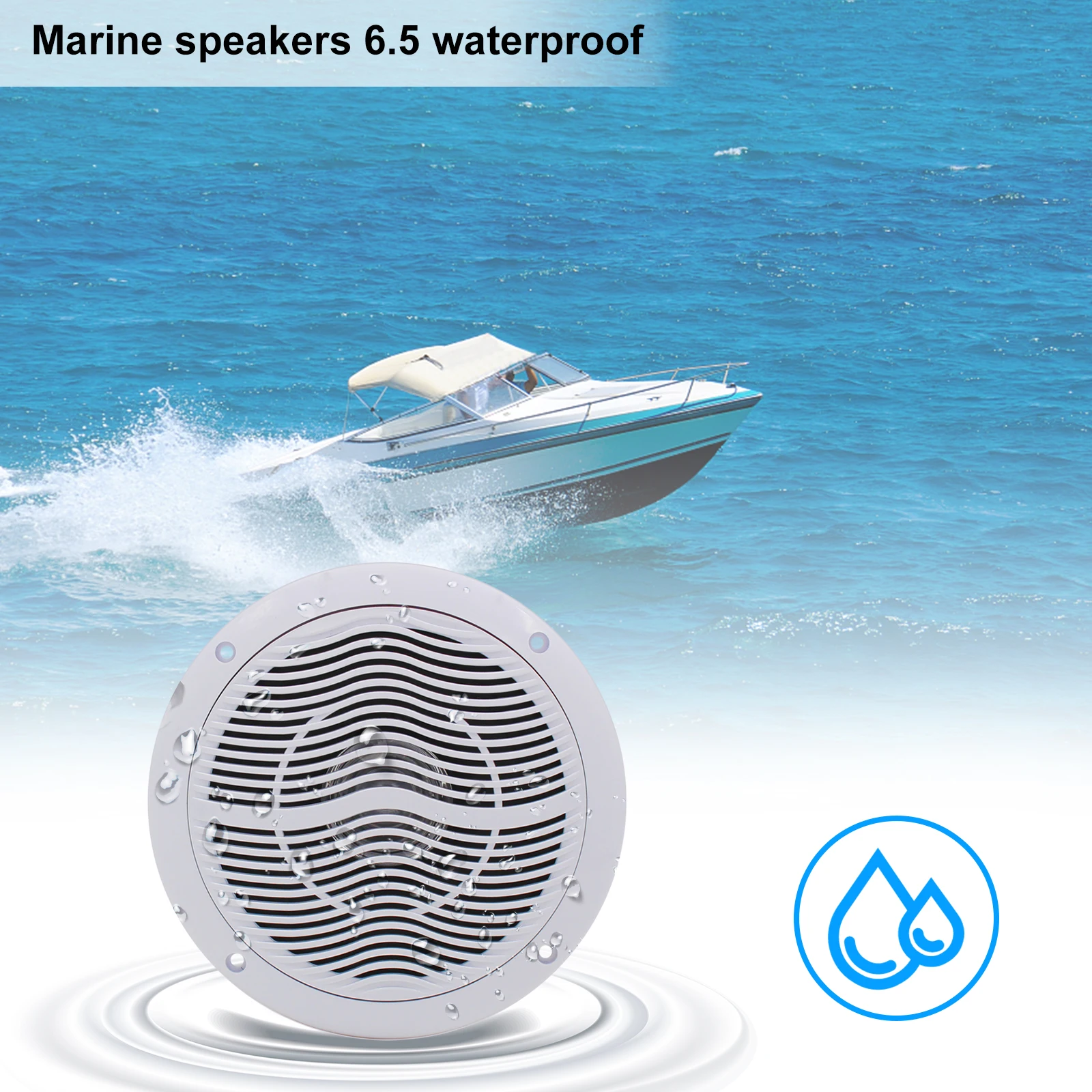 Herdio Marine Speakers 2 Way 6.5 Inch 120W Waterproof and Weather Resistant Outdoor Stereo Boat Speakers Perfect for ATV UTV