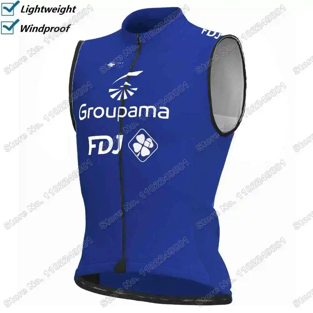 2025 FDJ Team Wind Vest Men Cycling Vest Windproof Road Cycling Jersey Sleeveless France Bike Windbreaker MTB Clothing