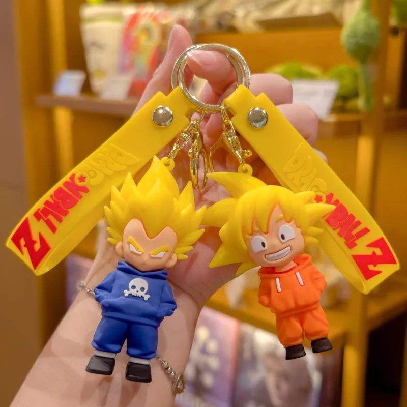 Dragon Ball Sun Wukong Vegeta dibujos animados Anime muñeca de silicona llavero moda Cool bolsa decoración colgante regalo para niños