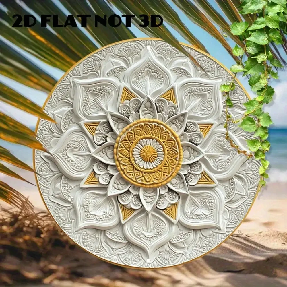 Golden Mandala Metal Wall Art 8x8inch Exquisite Home Decoration Suitable for Office and Living Room