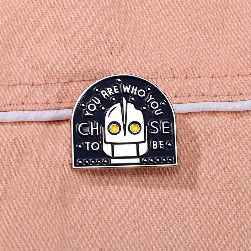 Cute Cartoon Robot Enamel Brooch Creative English Letter Lapel Pin Badge Backpack Clothing Hat Accessories