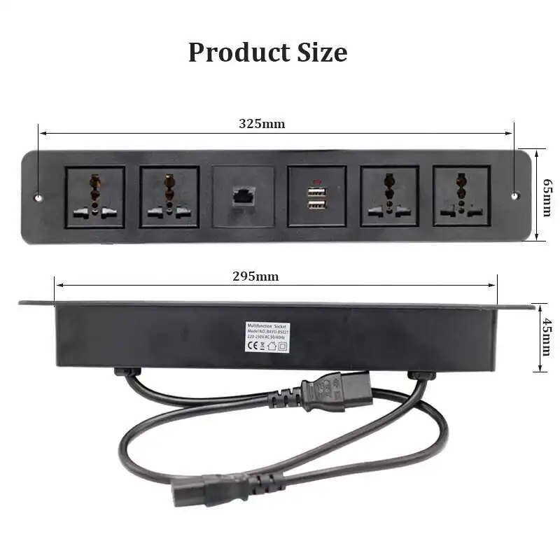 Adaptateur de prise d'extension de courant 3 en 1, bande de bureau, avec prises universelles, Port de Charge rapide USB-C, câblage réseau RJ45