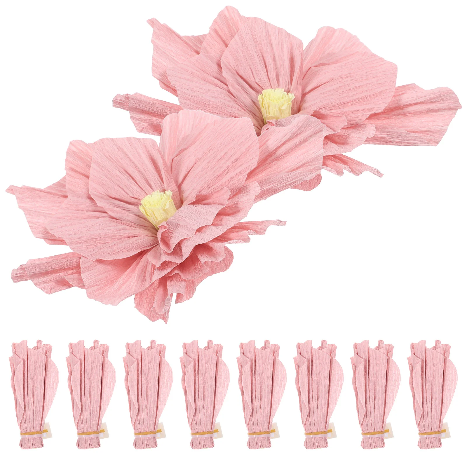 10 Pcs Crepe Paper Bouquet Birthday Party Decor Wedding Flower Decoration Festival Flowers Pink Decorations for