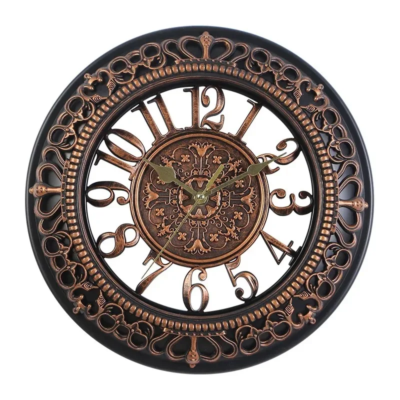 European Style Creative 12 Inch Wall Clock Living Room Bedroom Circular Wall Clock Office Plastic Wall Clock