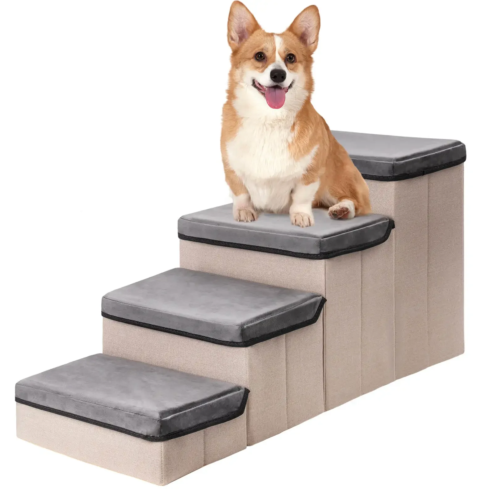 

For MEWOOFUN Foldable Stairs for Small Dogs 4-Tier Dog Steps for High Bed Couch Pet Stair Hold Up to 22 Lbs Small Medium Dogs