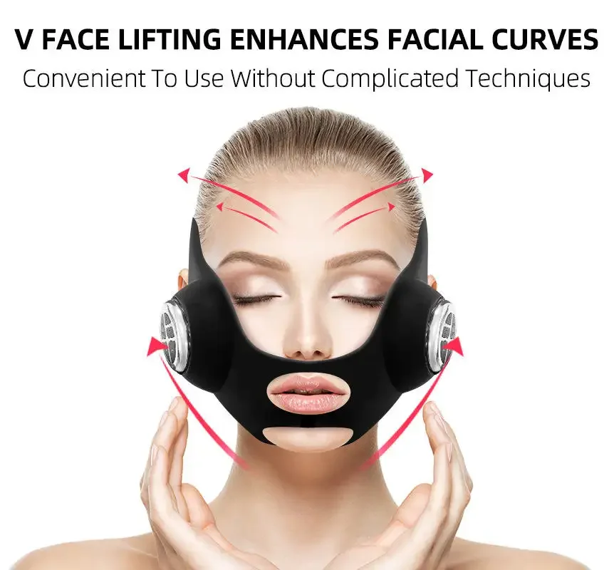 Best Quality  Electric V Face Lifting Slimming Device  Massager Chin Red Blu-Ray Facial Vibration Beauty Instrument for Women