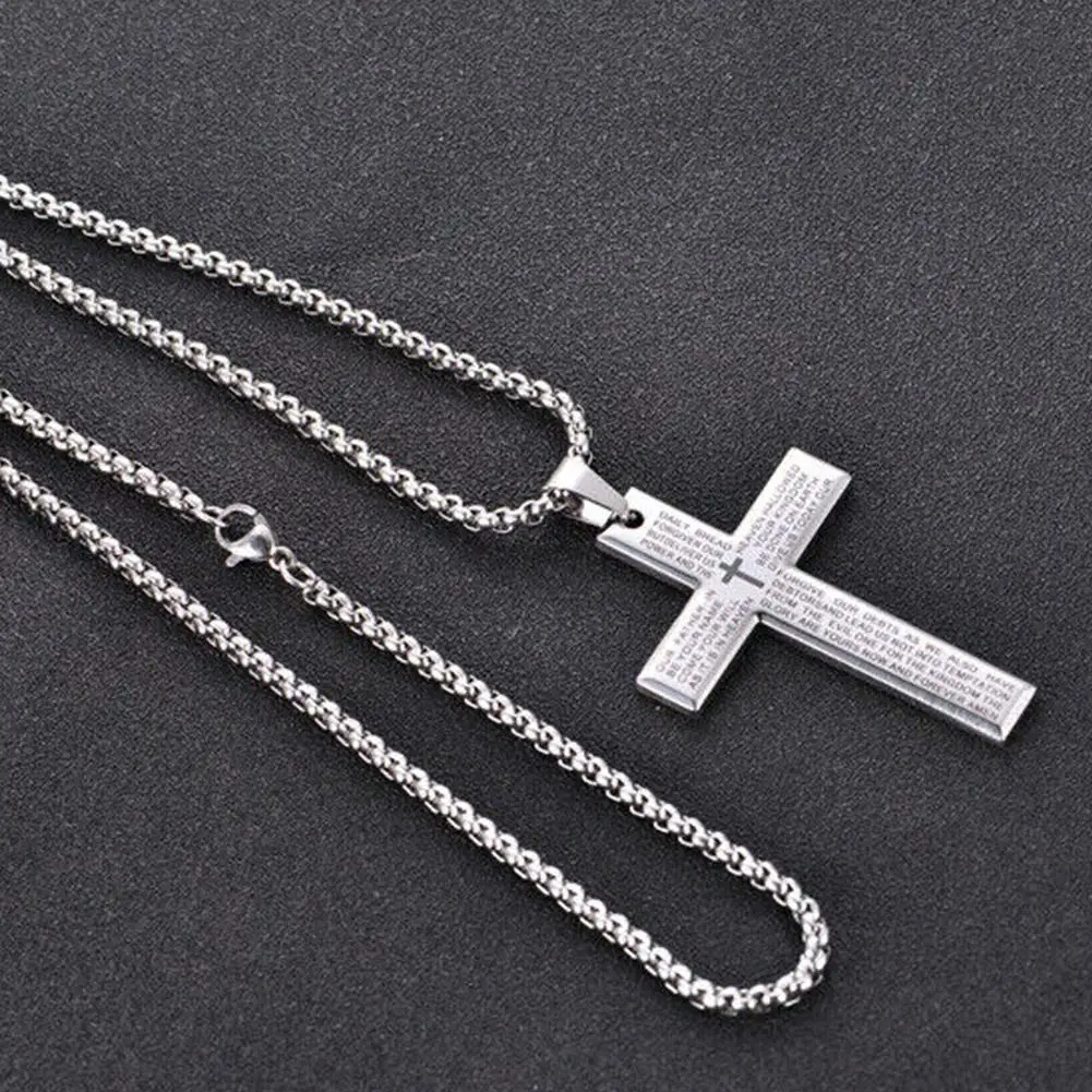 1/3 stücke Christian Bibel Kreuz Kette Halskette Stahl Großen Anhänger Halskette männer Religiöse Gebet Schmuck Corrente Masculina 2026 – Detail 21