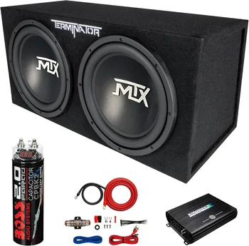 12 Inch 1200W Dual Loaded Car Subwoofer Package – 4 Ohm Sub Enclosure with 1200W Mono A/B Amplifier & Complete Wiring Kit 1