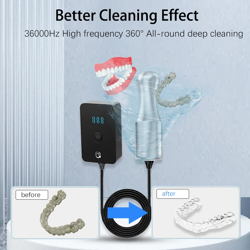 Dental ultrasonic cleaner mini denture cleaning machine orthodontic retainer cleaning ultrasonic high-power 100W