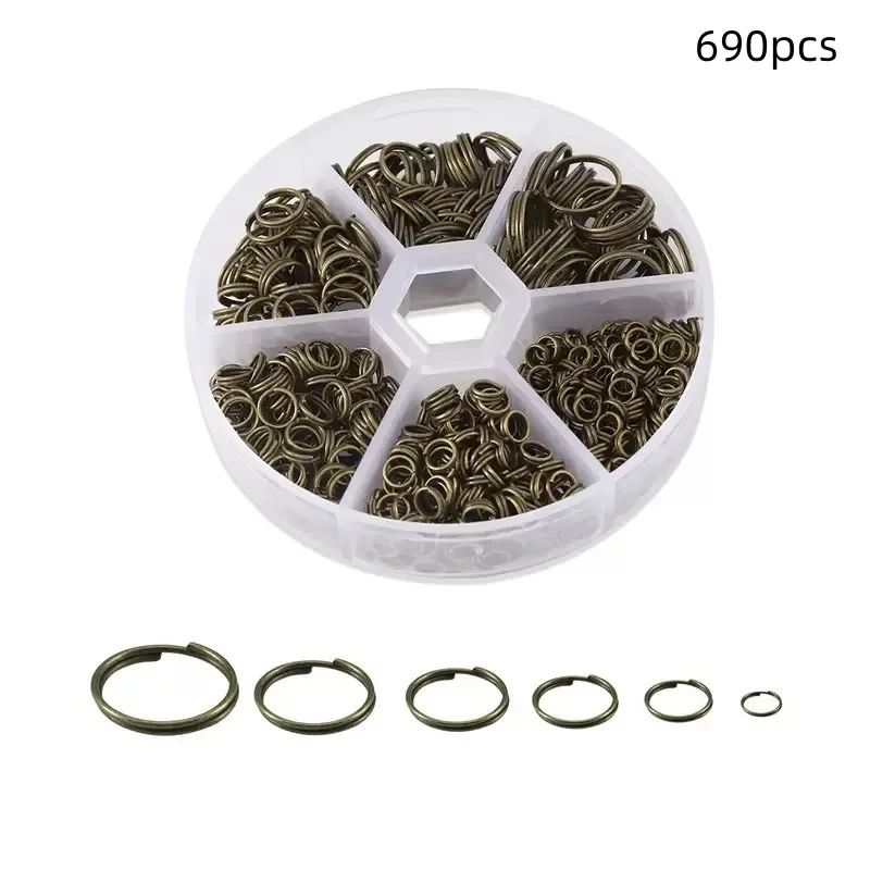 500/690pcs Ferroalloy Double Loop Open Rings for DIY