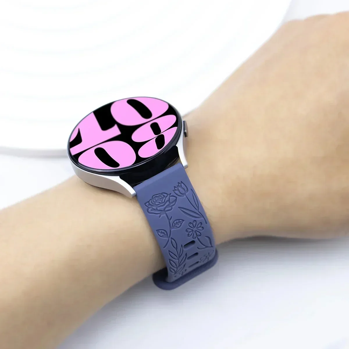 18mm 20mm 22mm Rose engrave Band for Samsung Galaxy Watch 654 40mm 44mm Gear S3 Silicone Cute Strap Classic 43mm 45mm Active 2 image 5