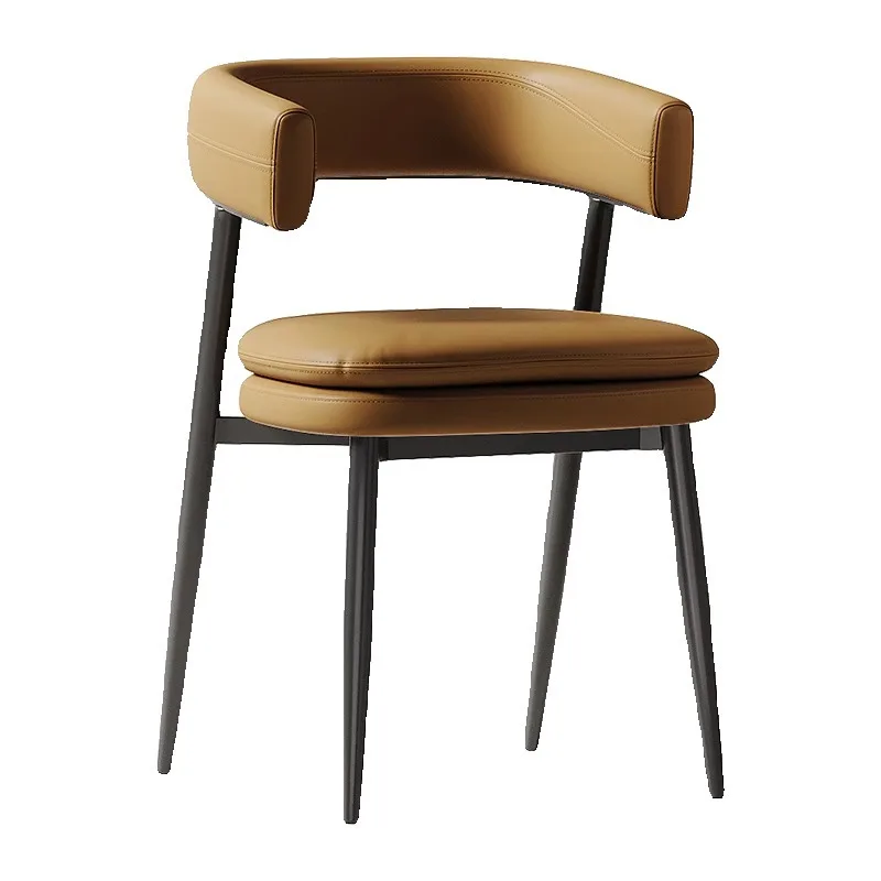 

vb-Italian Minimalist Designer Black Home Chair Soft Bag Restaurant Dining Table Chair Hotel Sample Room Backrest Chair@