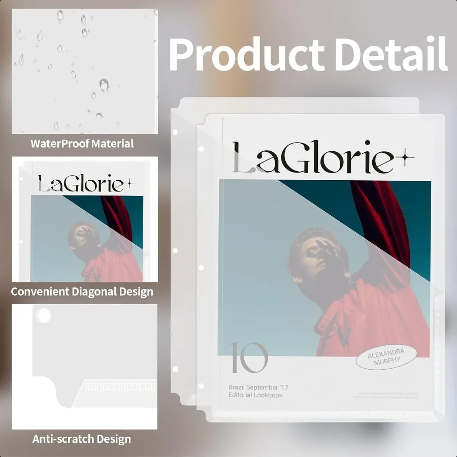 20 عبوة من فواصل الموثق مع جيوب بحجم الحروف وسترة ملف مائل شفافة و3 فتحات مجلدات مستندات بلاستيكية للمكتب والمنزل