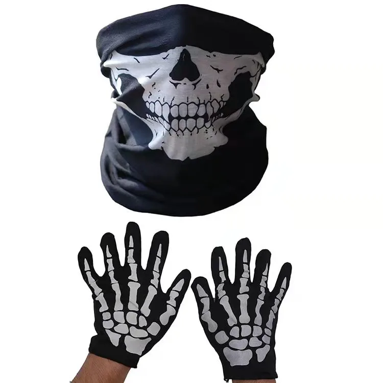 Horror Bicycle Helmet Hood Gloves Skull Cosplay Bandana Scarf Breathable Skull Men Ski Mask Cycling Snowboard Face Cover