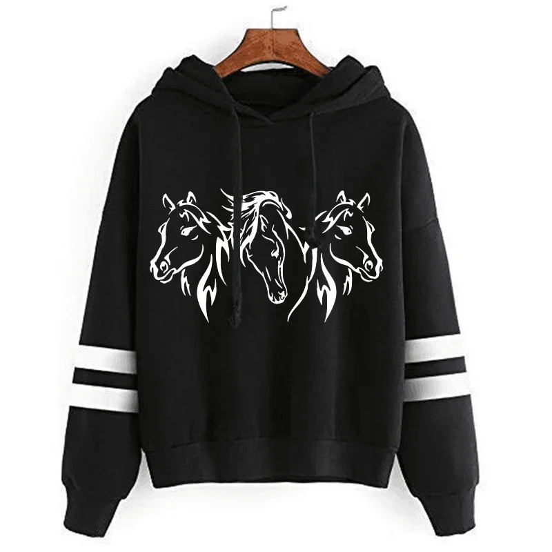 

New Men'S Women'S Winter Autumn Fashion Hooded Horse Head Casual Long Sleeve Hoody Hoodies Sweatshirts Loose Pullover