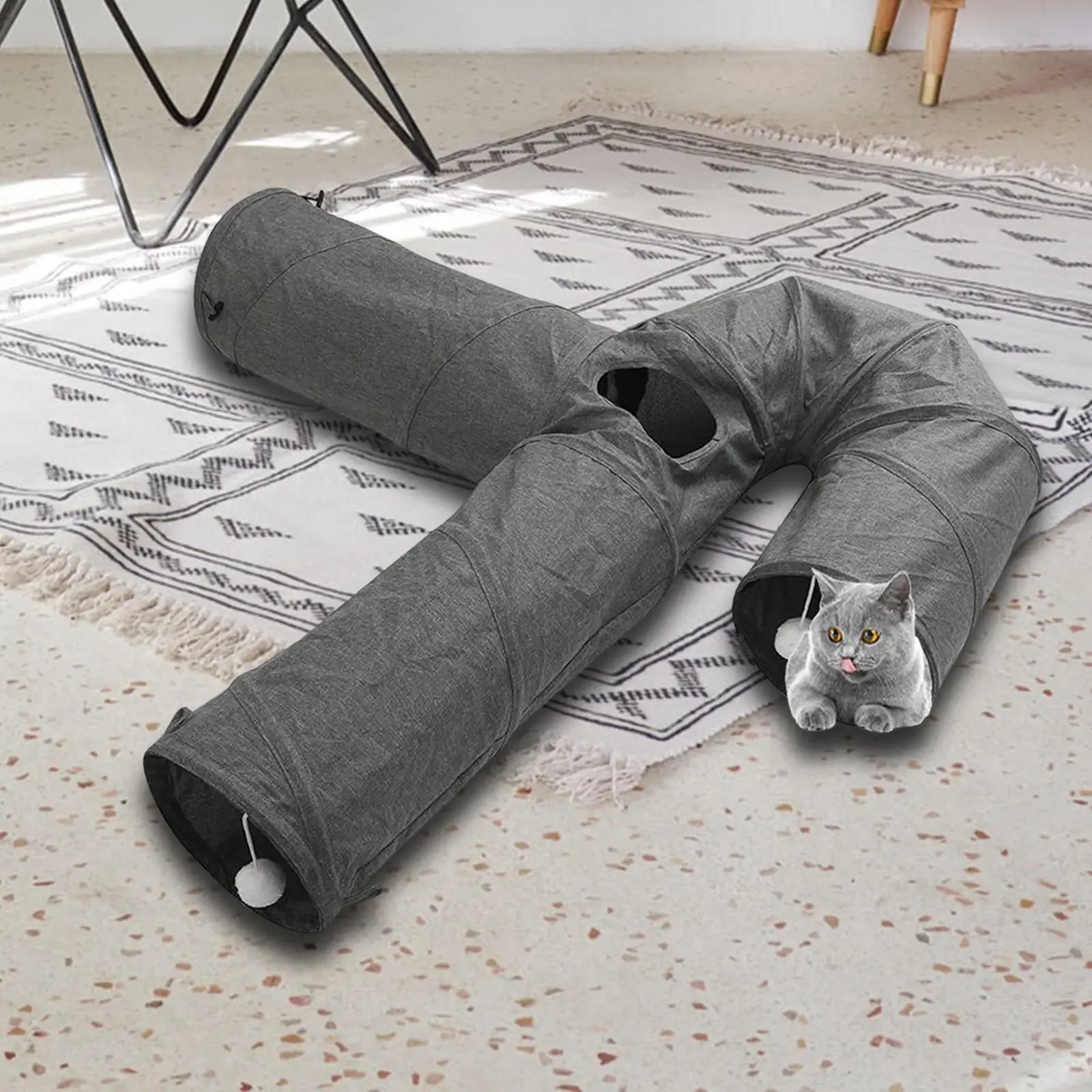 Tube de tunnel pour chat, jouets à 3 voies, trou plié, tunnel pour animaux de compagnie pour se divertir soi-même