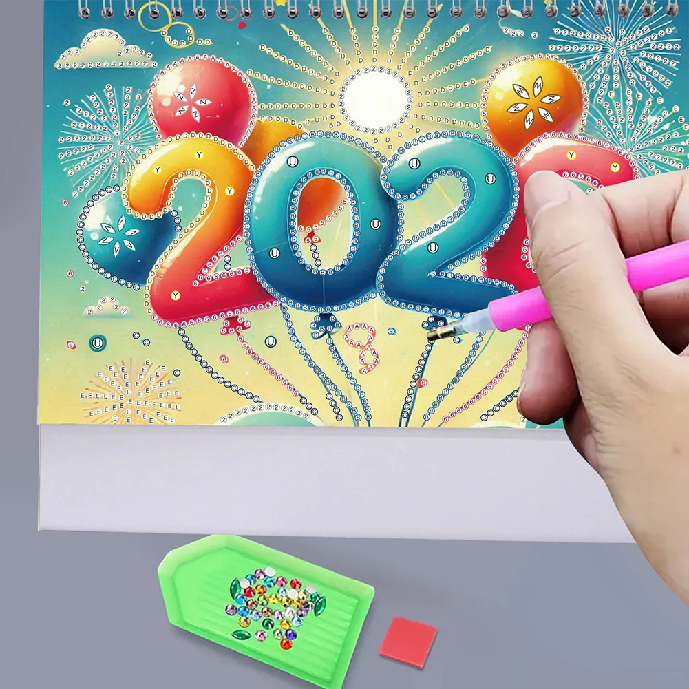 2026 التقويم DIY الماس اللوحة الفن كيت DIY الماس الفن أجندة مكتبية /رزنامة مكتبية الماس طقم الطلاء ديكور المنزل مكتب المدرسة