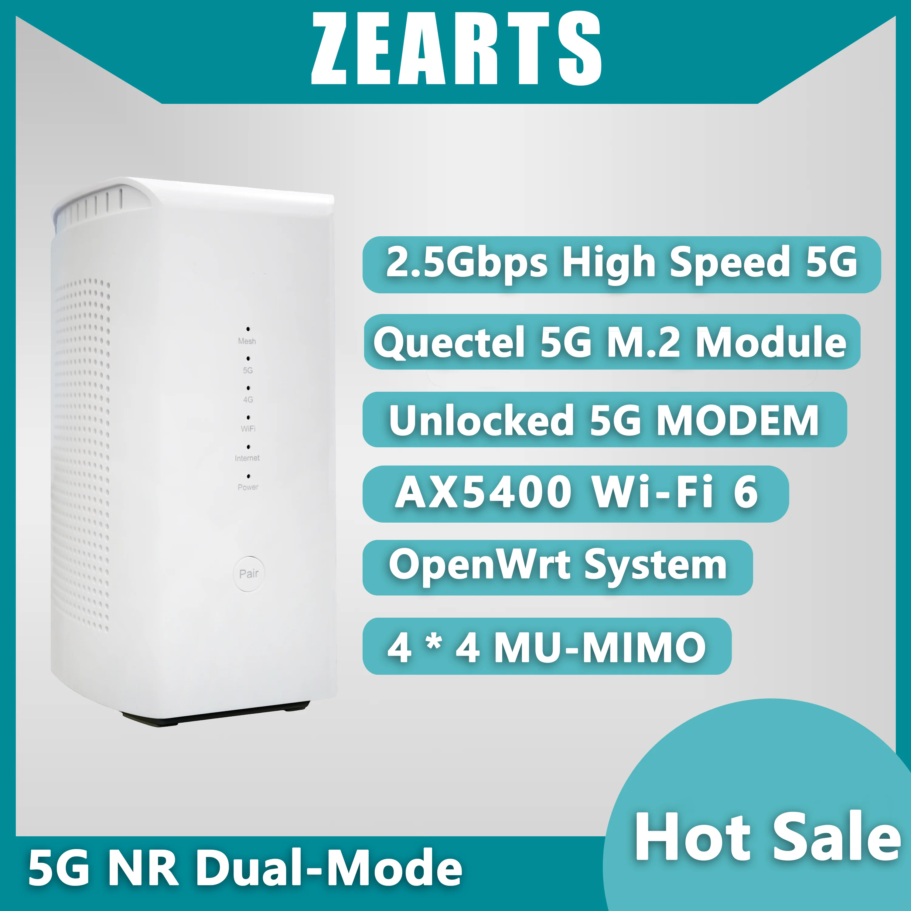 ZEARTS Unlocked router Openwrt 5G AX5400 Wi-Fi 6 Mesh Router 2.5Gbps High Speed 5G AW1000 new version(100%new)