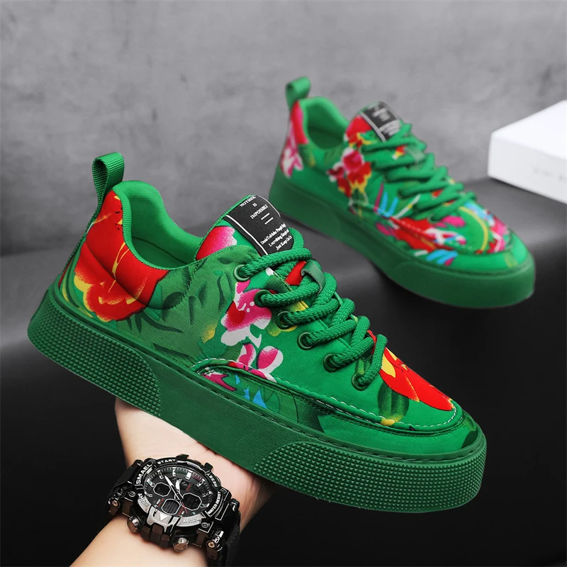 2024 Men Chunky Sneakers Non-slip Casual Green Shoes Red Fashion Luxury Brand Vulcanize Shoes For Men Platform Zapatos De Hombre