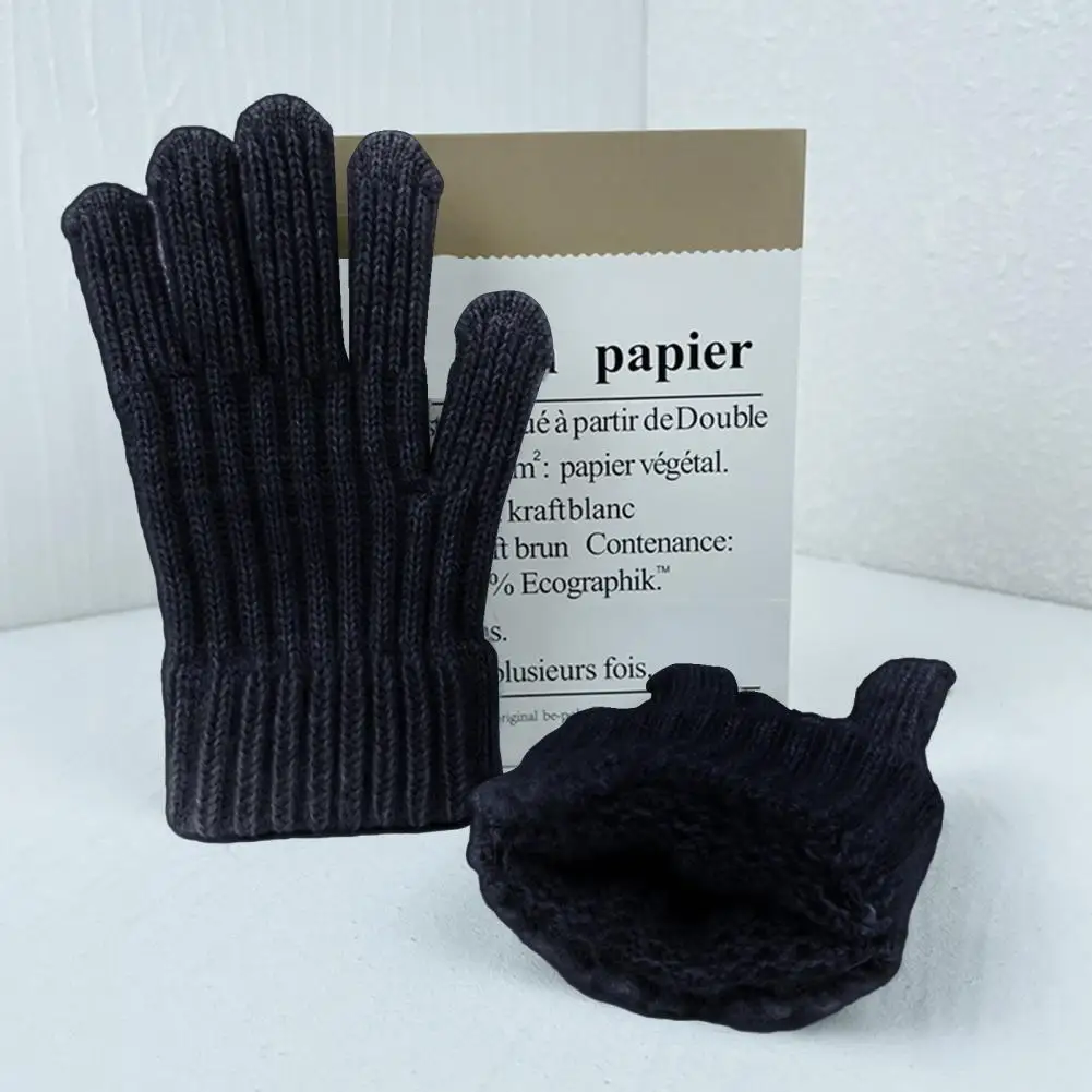 Children Gloves Winter Knitted Globes Children's Knitted Winter Gloves Warm Anti-slip Elastic Five Fingered Writing for Students