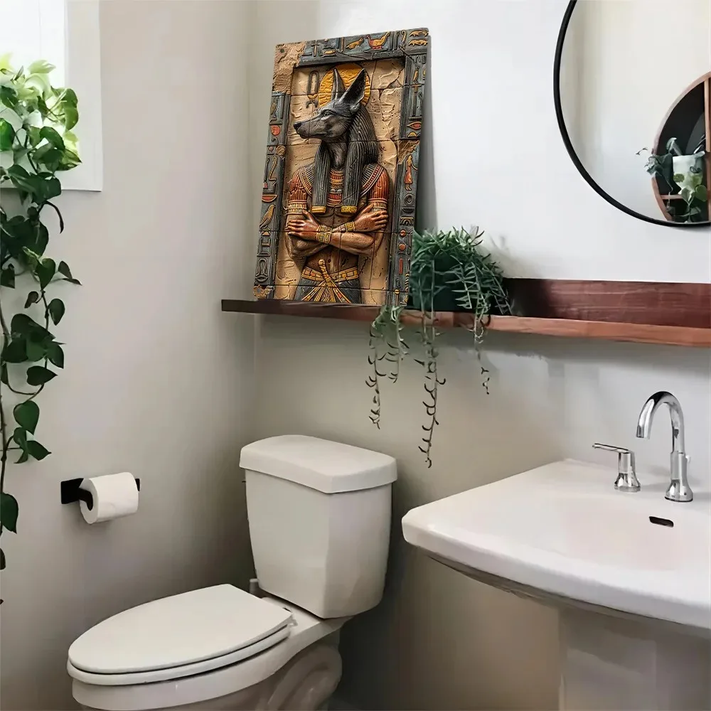 Vintage Egyptian Anubis Metal Sign - Unique Decor for Bedroom/Living Room/Bathroom, Perfect Gift for Garden/Studio/Classroom