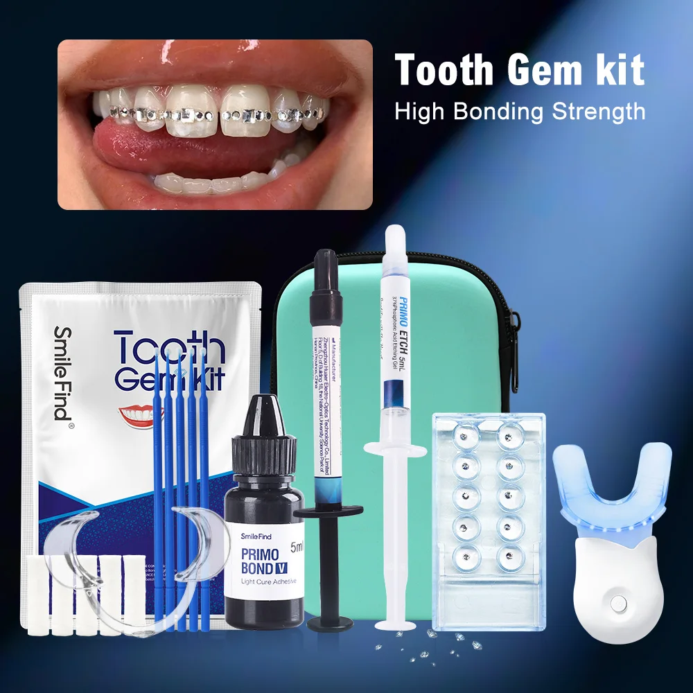 Kit de gemas de dientes con pegamento, joyería de dientes Diy, decoración de piedra DimondStone, Gel adhesivo de ortodoncia, incrustaciones de diamantes dentales, autoadhesivo