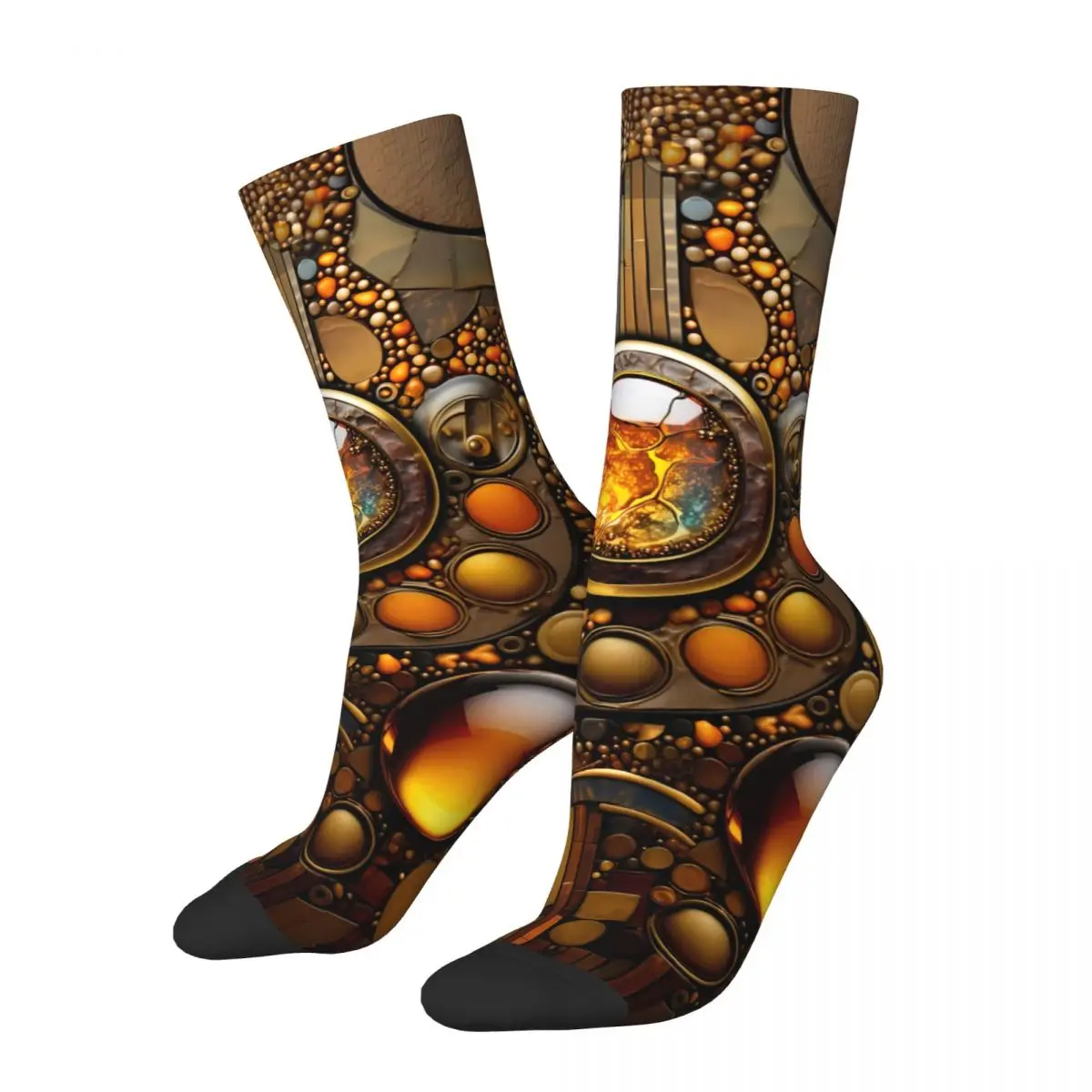 Glazed Design Sock Printed Man Polyester