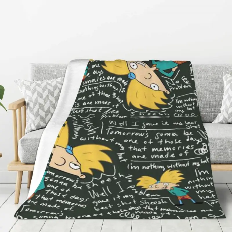 Custom Hey Arnold Anime Animation Blanket Soft Fleece Autumn Warm Flannel Helga Pataki Throw Blankets for Sofa Office Bed Quilt