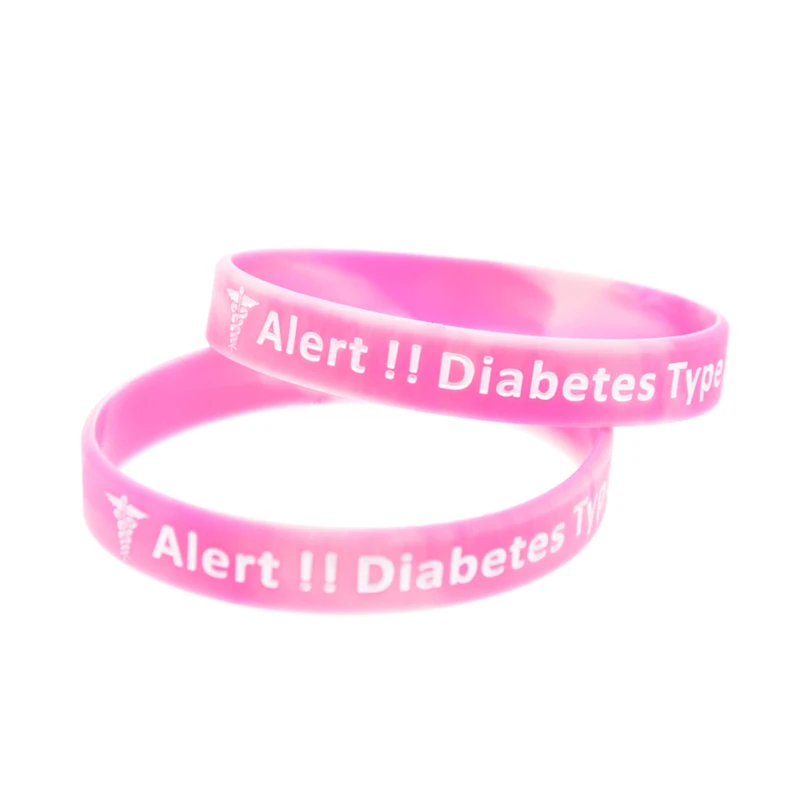50 Stück, neues Modell, medizinisches Warnarmband, Diabetes Typ 2, Silikonarmband, unisex, 4 Farben. – Detail 5
