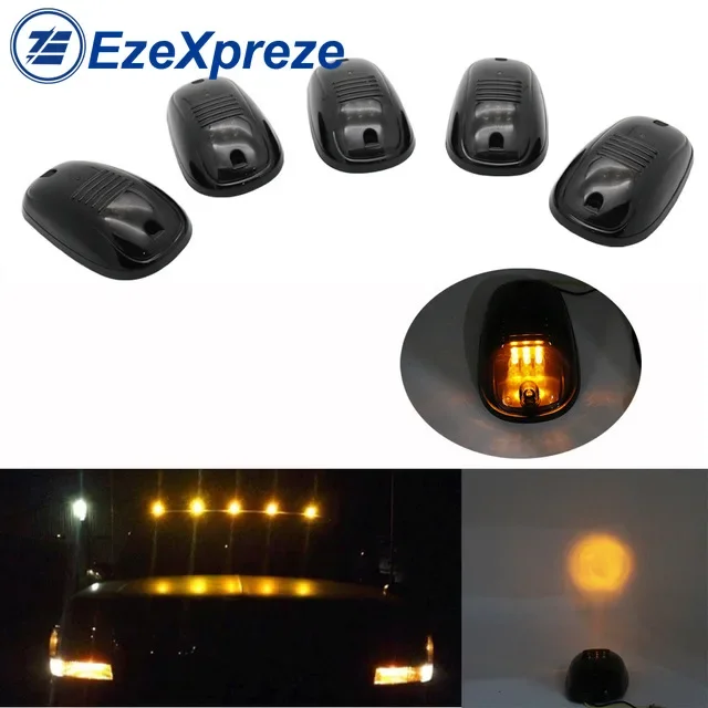 5 stks Amber Witte LED Cab Dak Marker Running Lights voor Truck SUV Pickup F150 Dodge Ram (Zwart Gerookte lens Lampen)