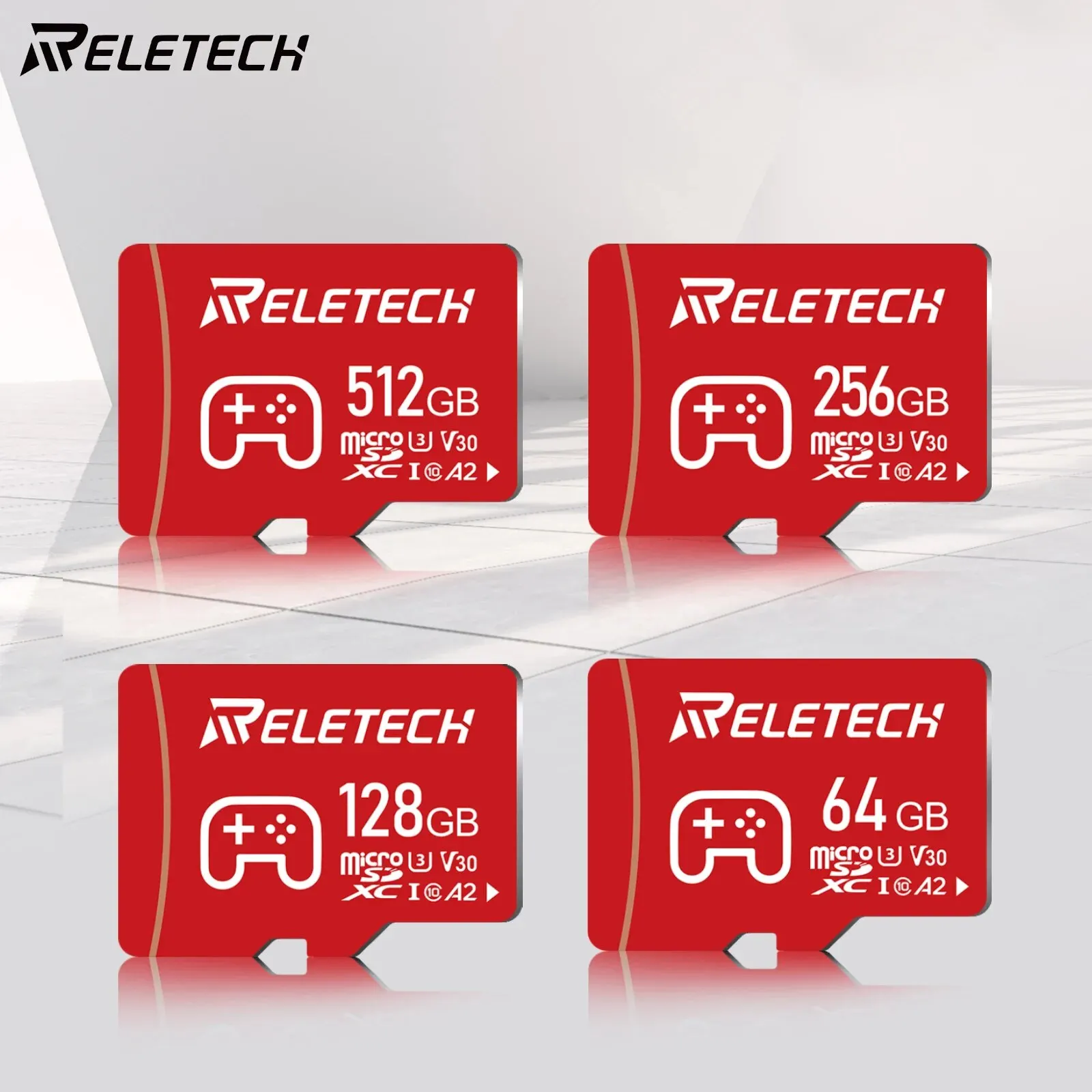 Reletech U3 A2 Micro SD Card TF Card Class10 Memory Card 64/128/256/512GB High Speed Write Compatibility Steam Deck Switch(Play)