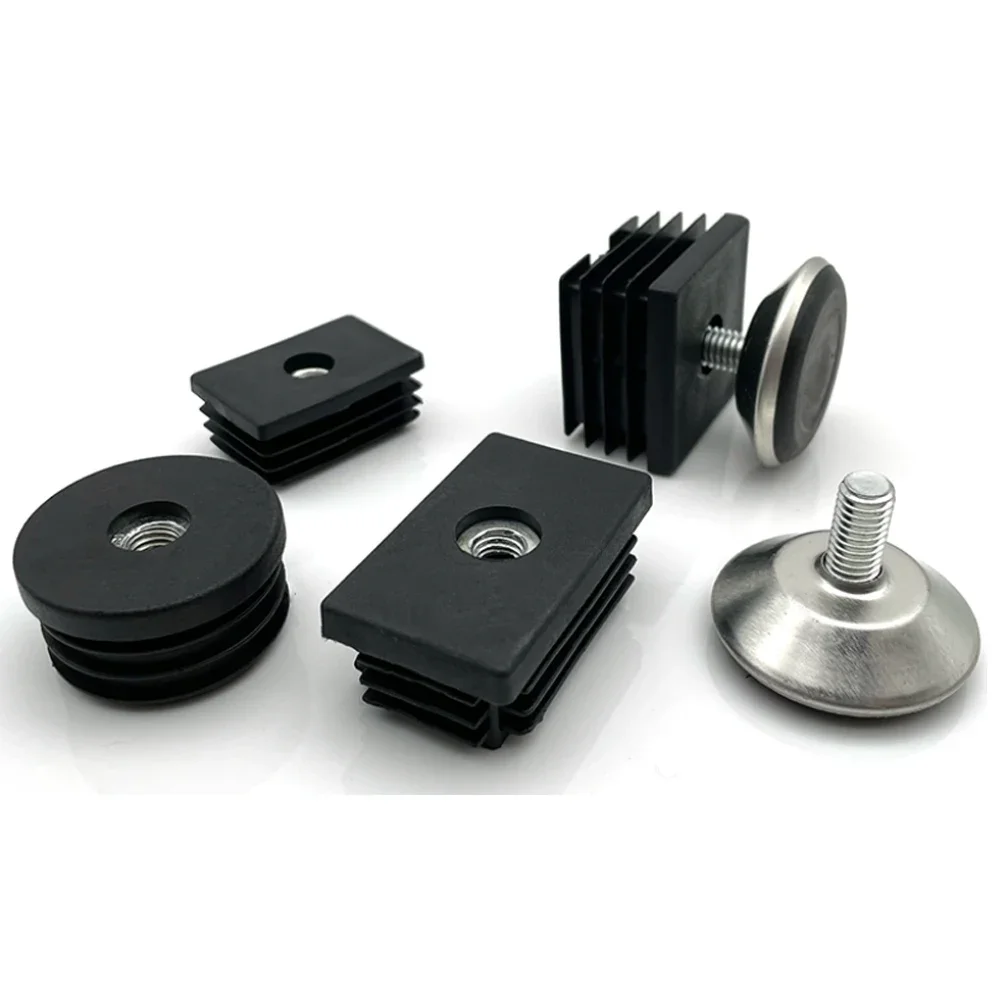 M8 Stainless Iron Adjustable Foot Mats With Nut Blanking End Cap Pipe Plug Adjustable Screw Foot Pad Furniture Leg Cover End Cap
