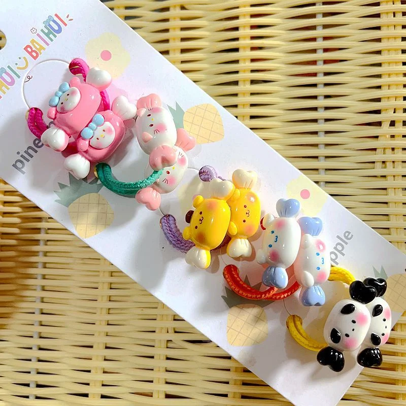 10Pcs Cartoon Disney Princess Sanrio Hair Rope Kids Girls Cute Hair Band Girl Headwear Accessories