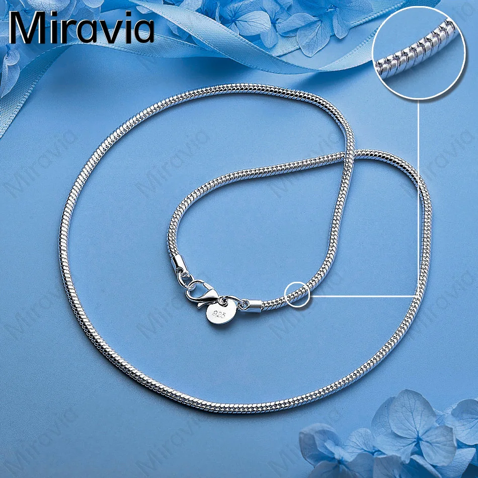 

Miravia 925 Sterling Silver 3mm Snake Chain Woman Necklace Unique Gift All-Match Party Jewelry
