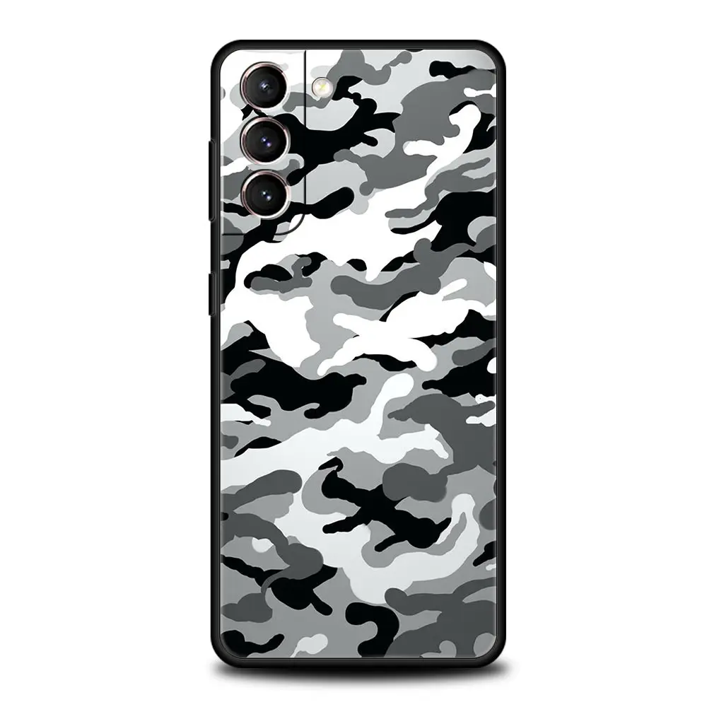 Camouflage Camo Military Army Phone Case For Samsung Galaxy S24 S23 S22 S20 Ultra S21 FE 5G S10 S9 Plus S10E Soft Silicone Cover